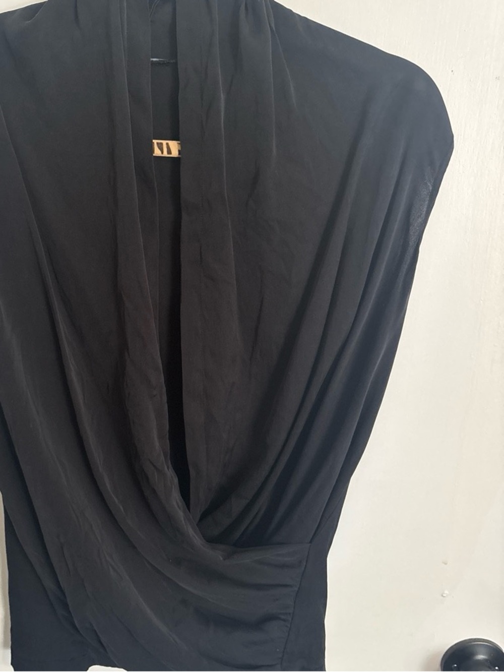 Theory Black Silk Deep V Cami